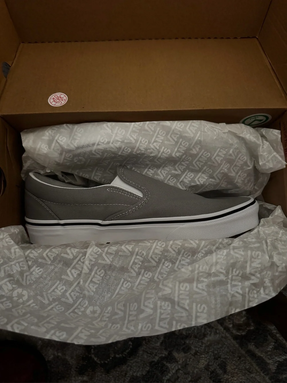 Vans Slip-On Sneakers in Gray and White